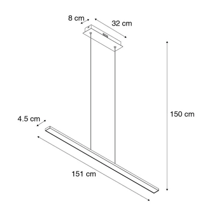 Moderne zwarte hanglamp 150 cm incl. LED - Banda