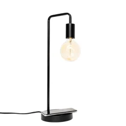 Moderne zwarte tafellamp met draadloos opladen - Facil