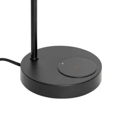 Moderne zwarte tafellamp met draadloos opladen - Facil