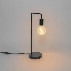 Moderne zwarte tafellamp met draadloos opladen - Facil