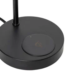 Moderne zwarte tafellamp met draadloos opladen - Facil