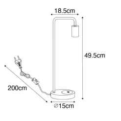 Moderne zwarte tafellamp met draadloos opladen - Facil