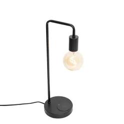Moderne zwarte tafellamp met draadloos opladen - Facil