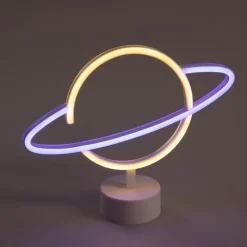 Neon tafellamp geel met blauw incl. LED - Planeet