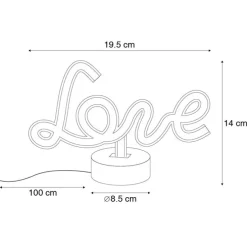 Neon tafellamp rood love incl. LED - Liebe