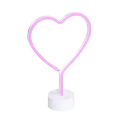 Neon tafellamp wit met roze incl. LED - Amore