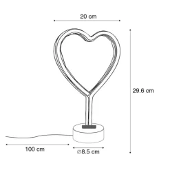 Neon tafellamp wit met roze incl. LED - Amore