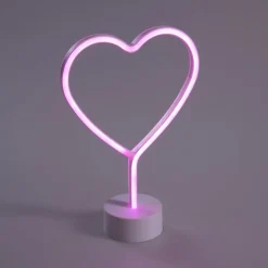 Neon tafellamp wit met roze incl. LED - Amore