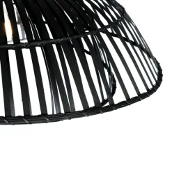 Oosterse booglamp met kap zwart bamboe - Pua