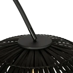 Oosterse booglamp met kap zwart bamboe - Pua