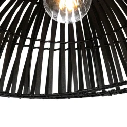 Oosterse booglamp met kap zwart bamboe - Pua