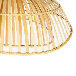 Oosterse booglamp zwart met naturel bamboe - Pua