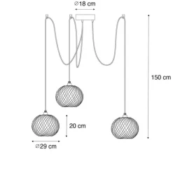 Oosterse buiten hanglamp bamboe 3-lichts IP44 - Rafael