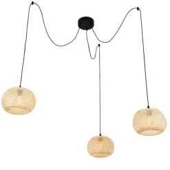 Oosterse buiten hanglamp bamboe 3-lichts IP44 - Rafael