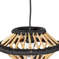 Oosterse hanglamp bamboe met zwart langwerpig 3-lichts - Evalin