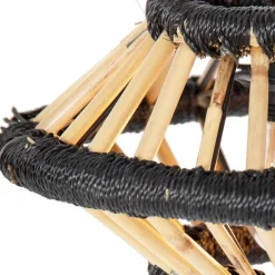 Oosterse hanglamp bamboe met zwart langwerpig 3-lichts - Evalin