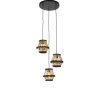 Oosterse hanglamp bamboe met zwart rond 3-lichts - Evalin
