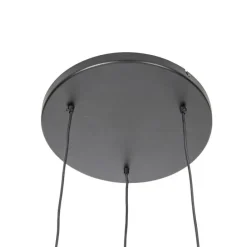 Oosterse hanglamp bamboe met zwart rond 3-lichts - Evalin
