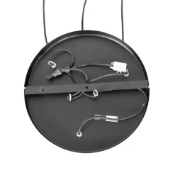 Oosterse hanglamp bamboe met zwart rond 3-lichts - Evalin