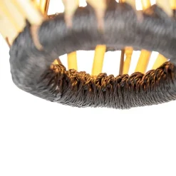 Oosterse hanglamp bamboe met zwart rond 3-lichts - Evalin