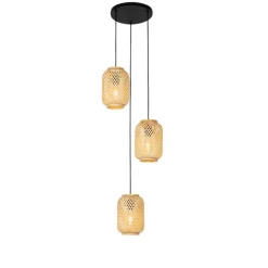 Oosterse hanglamp bamboe 3-lichts - Yvonne
