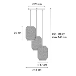 Oosterse hanglamp bamboe 3-lichts - Yvonne