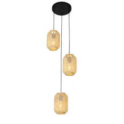 Oosterse hanglamp bamboe 3-lichts - Yvonne