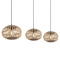 Oosterse hanglamp bamboe 3-lichts langwerpig - Amira