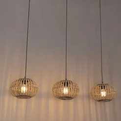 Oosterse hanglamp bamboe 3-lichts langwerpig - Amira