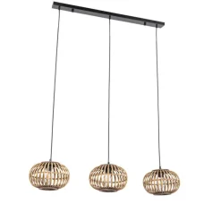 Oosterse hanglamp bamboe 3-lichts langwerpig - Amira