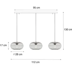 Oosterse hanglamp bamboe 3-lichts langwerpig - Amira