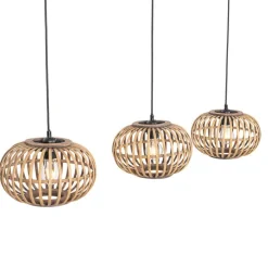 Oosterse hanglamp bamboe 3-lichts langwerpig - Amira