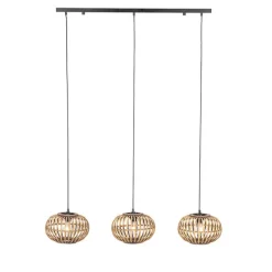 Oosterse hanglamp bamboe 3-lichts langwerpig - Amira