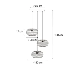 Oosterse hanglamp bamboe 3-lichts rond - Amira