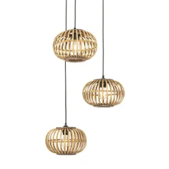 Oosterse hanglamp bamboe 3-lichts rond - Amira