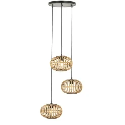 Oosterse hanglamp bamboe 3-lichts rond - Amira