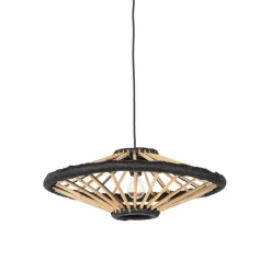 Oosterse hanglamp bamboe met zwart 60 cm - Evalin