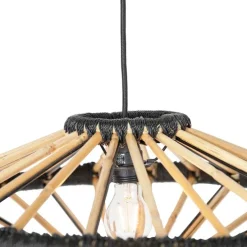 Oosterse hanglamp bamboe met zwart 60 cm - Evalin