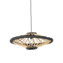 Oosterse hanglamp bamboe met zwart 60 cm - Evalin