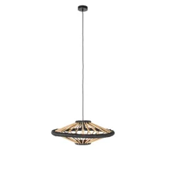 Oosterse hanglamp bamboe met zwart 60 cm - Evalin