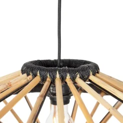 Oosterse hanglamp bamboe met zwart 60 cm - Evalin