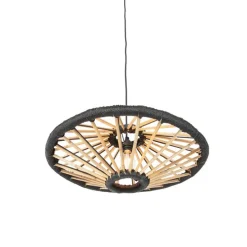 Oosterse hanglamp bamboe met zwart 60 cm - Evalin