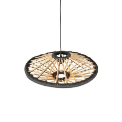 Oosterse hanglamp bamboe met zwart 60 cm - Evalin