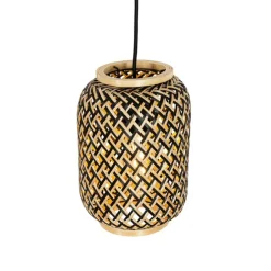 Oosterse hanglamp bamboe met zwart 3-lichts - Yvonne
