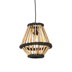 Oosterse hanglamp bamboe met zwart 32 cm - Evalin