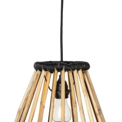 Oosterse hanglamp bamboe met zwart 32 cm - Evalin