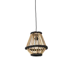 Oosterse hanglamp bamboe met zwart 32 cm - Evalin