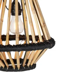 Oosterse hanglamp bamboe met zwart 32 cm - Evalin