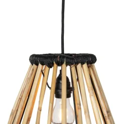 Oosterse hanglamp bamboe met zwart 32 cm - Evalin