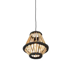 Oosterse hanglamp bamboe met zwart 32 cm - Evalin